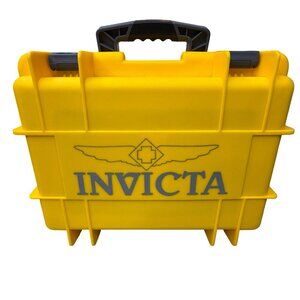 New Invicta 8 Slot Watch Case Hard Yellow Plastic Foam Insert Handle Carry Case